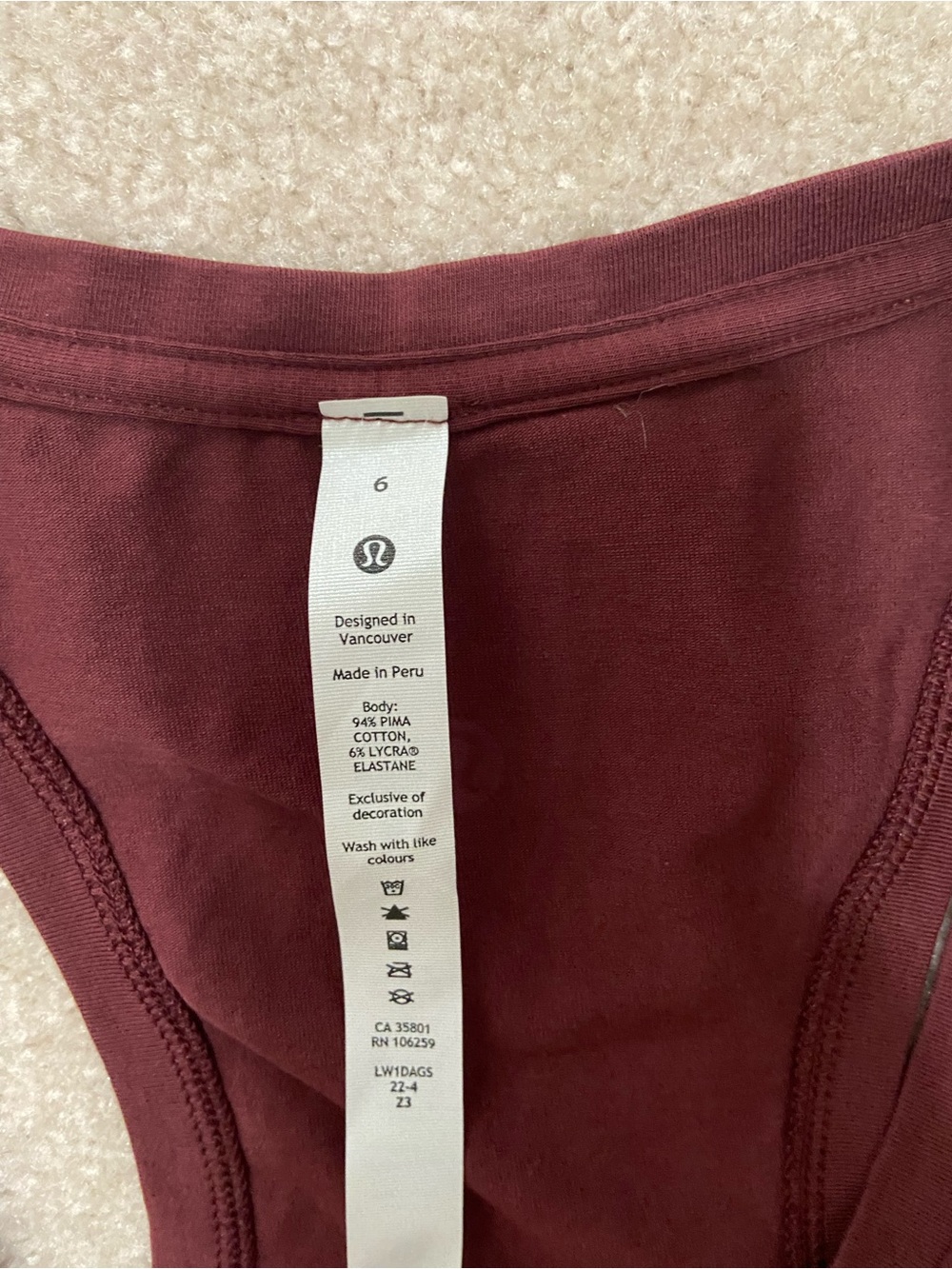 lululemon tank size 6 nwt